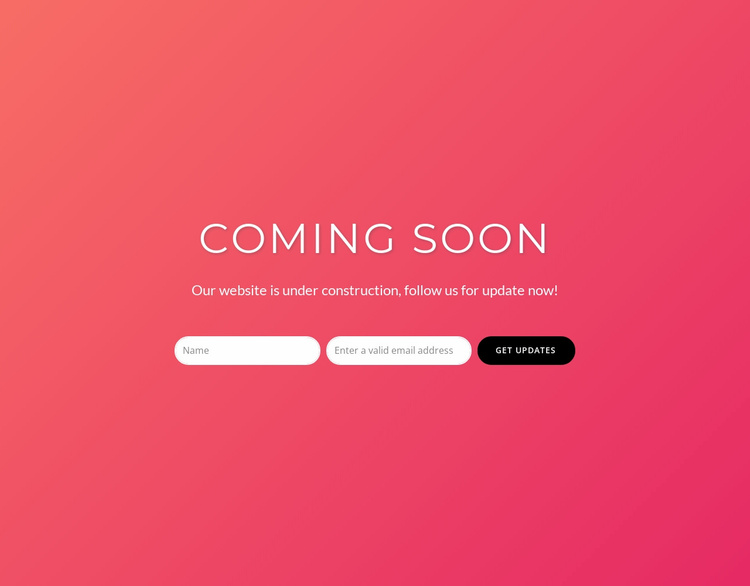 Coming soon with subscribe form Landing Page