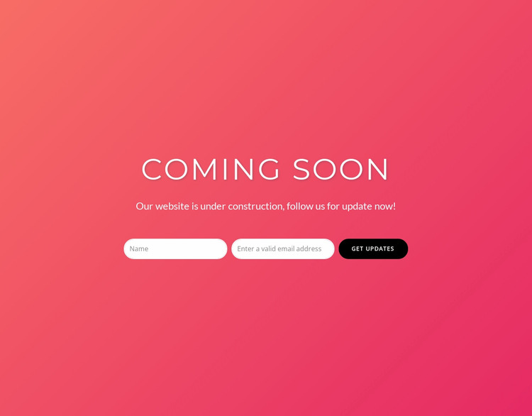 Coming soon with subscribe form WordPress Website Builder
