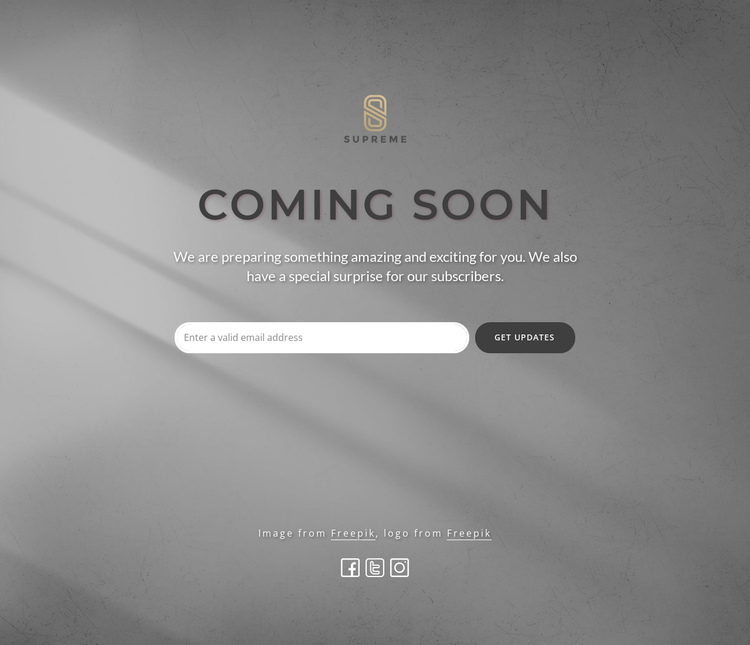 Coming soon block with logo One Page Template