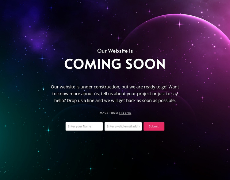 Coming soon block with background Joomla Template