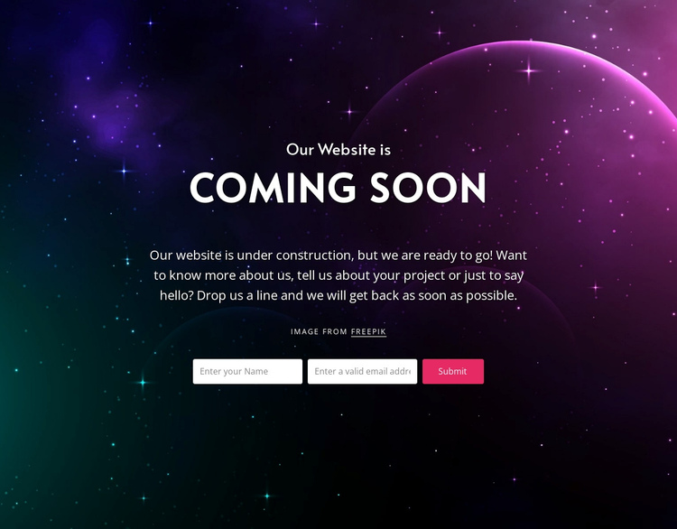 Coming soon block with background Website Builder Software
