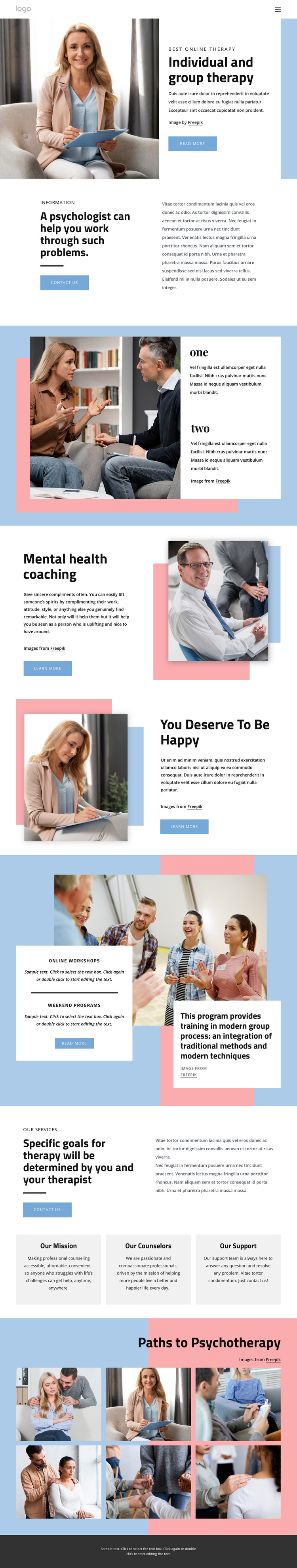 Undividual and group therapy HTML5 Template