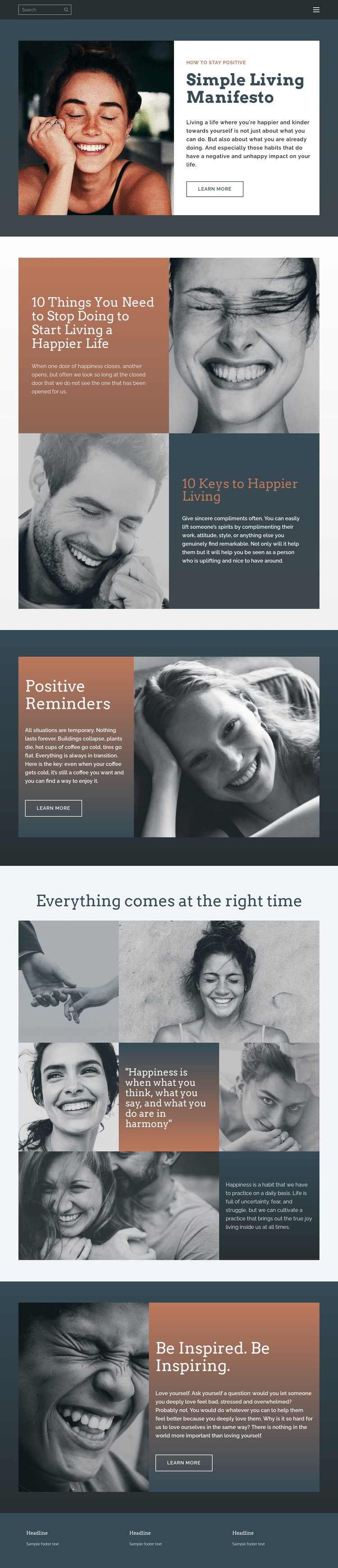 Simple living manifesto One Page Template