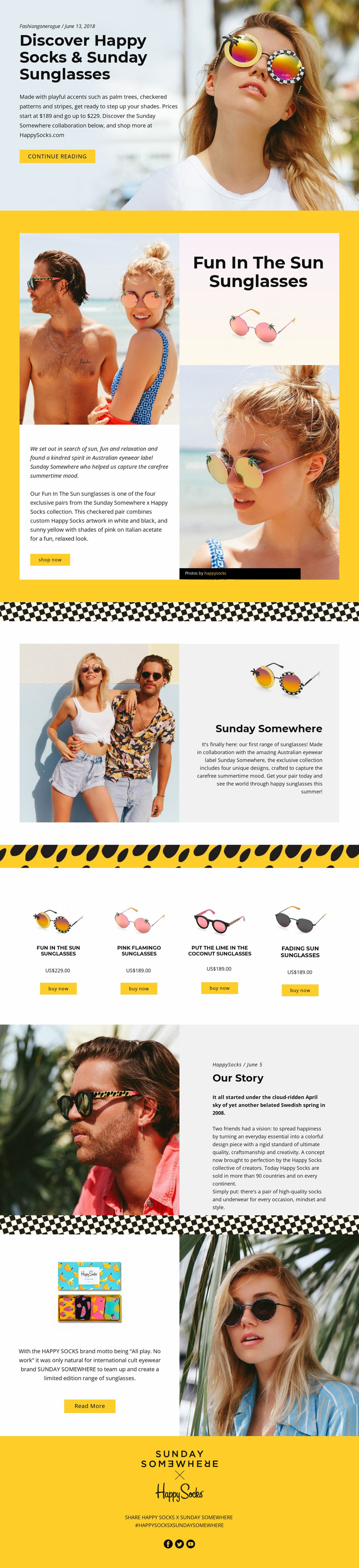Fun Sunglasses Website Mockup