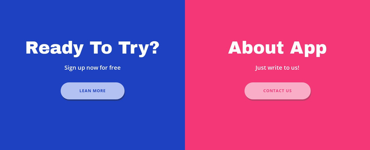 Text and button in cells Website Template