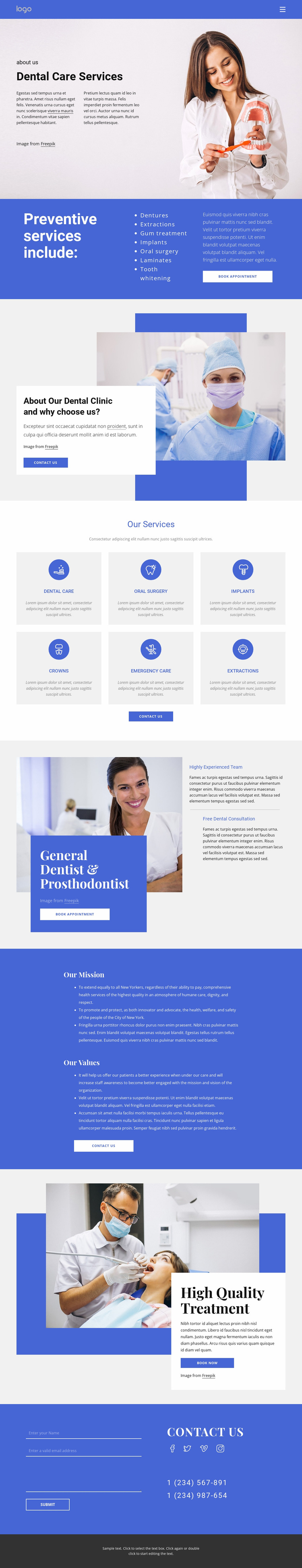 Dentist and prosthodontics Website Template