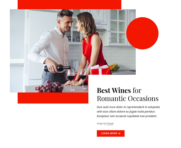Best wines for romantic occasions One Page Template