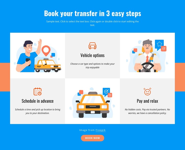 Book your transfer in 3 steps CSS Template