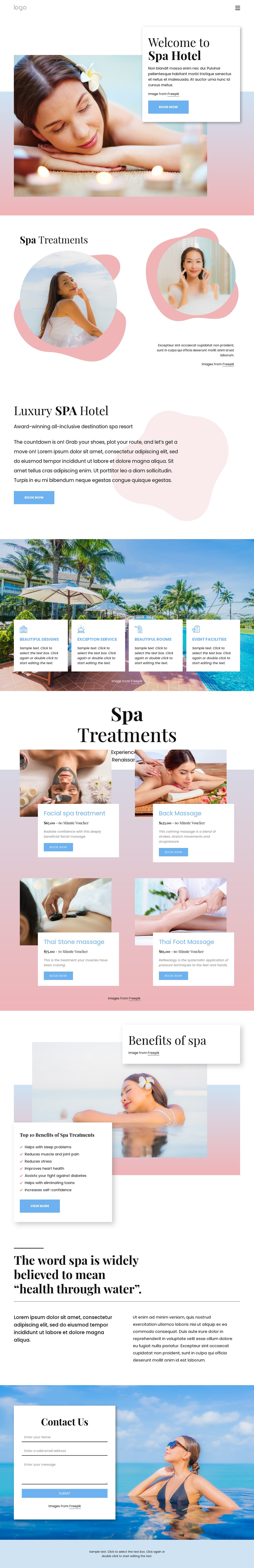 Spa boutique hotel One Page Template