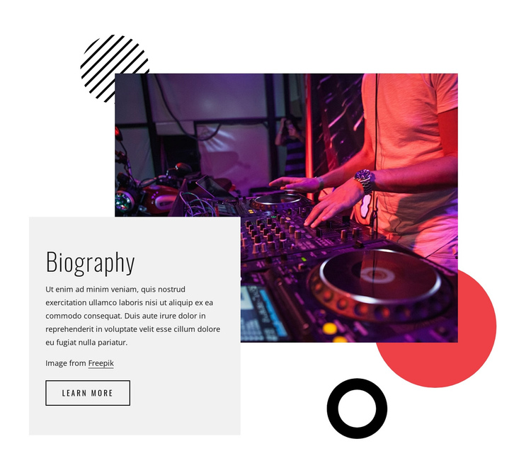 Dj Night biography One Page Template