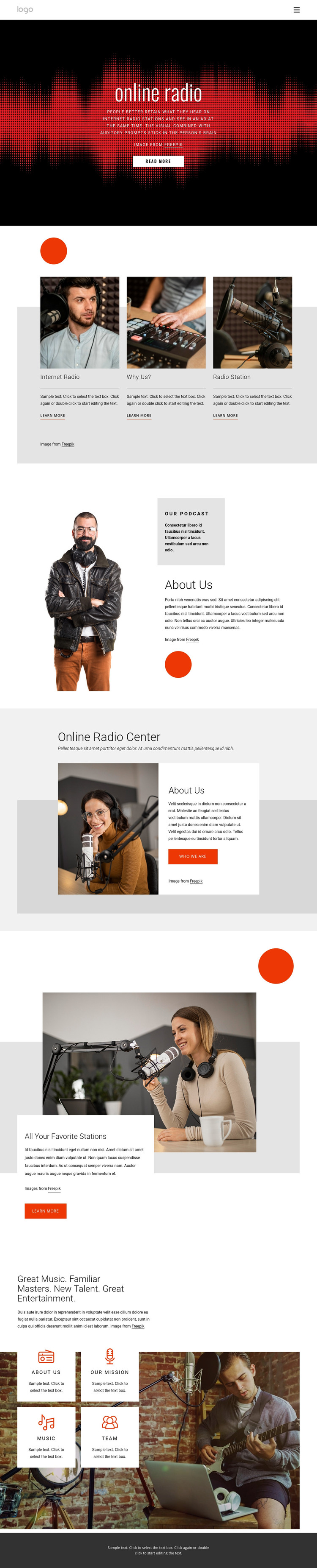 Online radio shows HTML Template