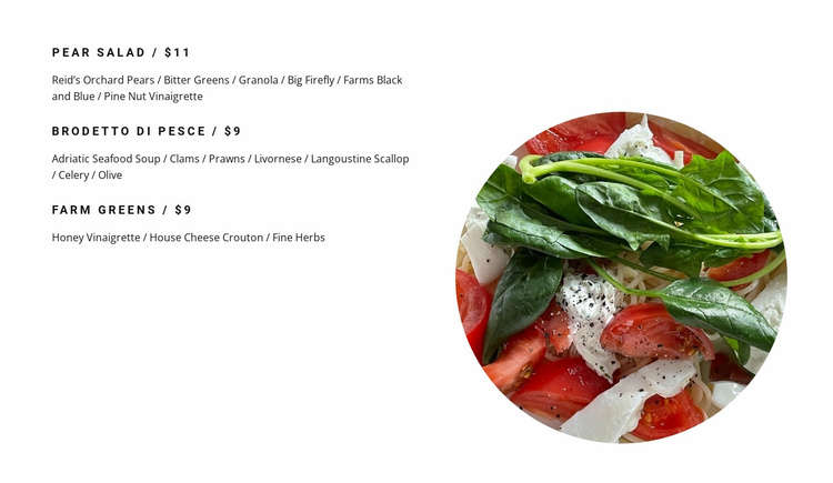 Salads on the menu Website Template