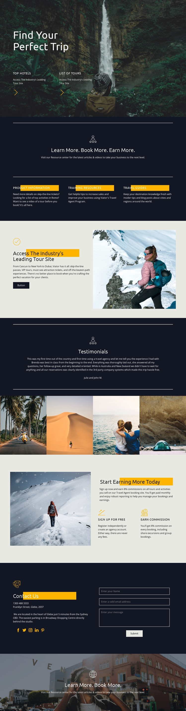 Find your perfect travel One Page Template
