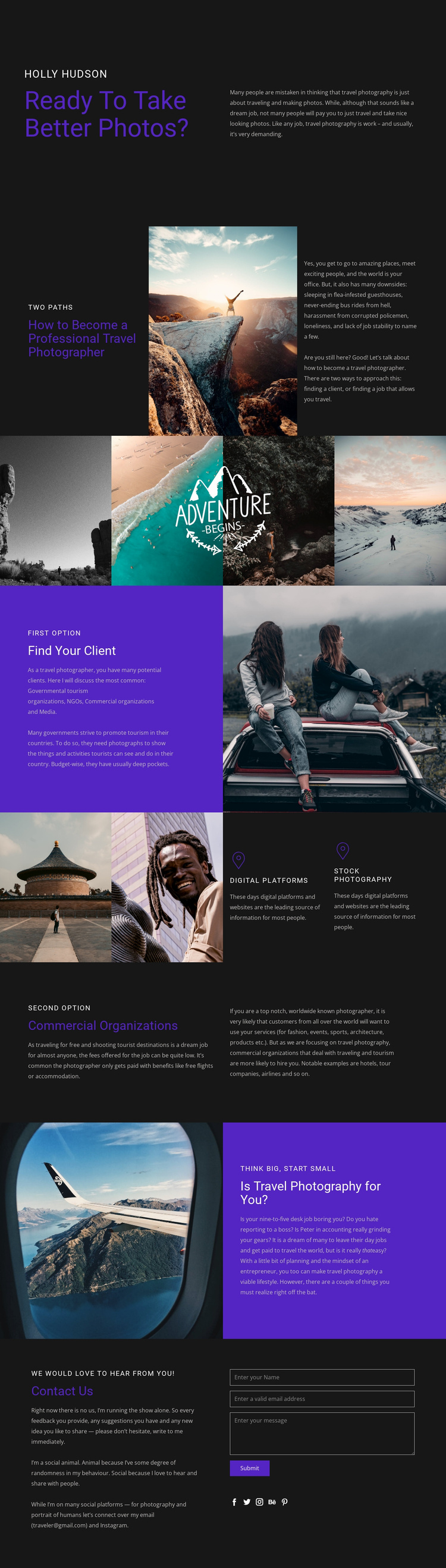 Travel and photography Website Template