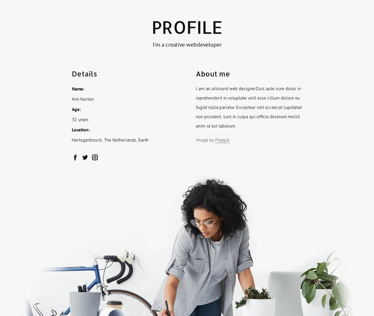 Web designer profile Website Mockup