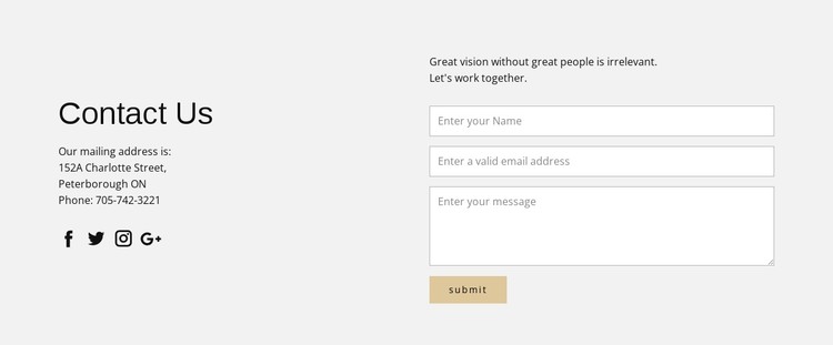 Contact information and contact form CSS Template