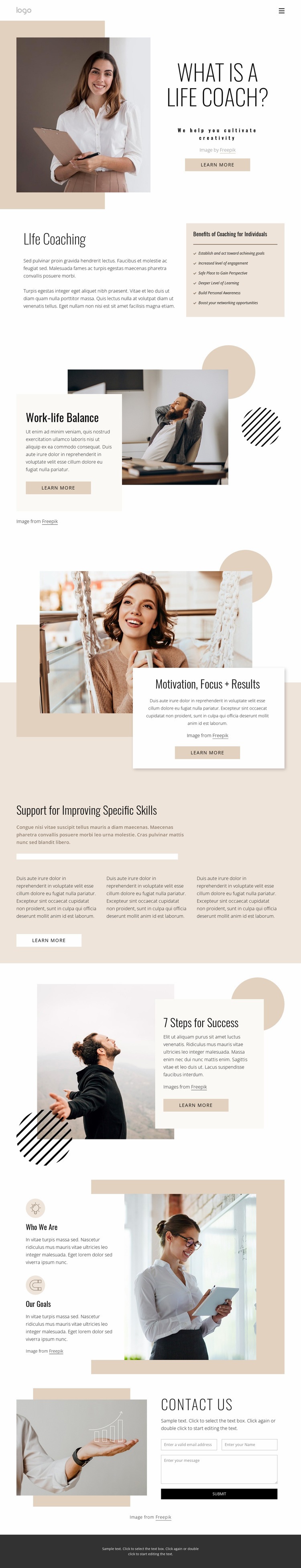 Life and business coaching Homepage Design