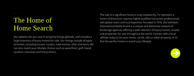 Text about home search Website Mockup