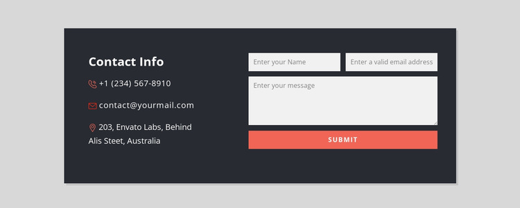 Contact form with dark background HTML5 Template