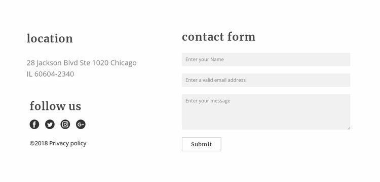 Contact Form Website Mockup