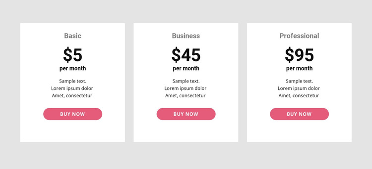 Simple pricing Table HTML5 Template