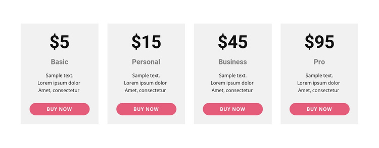Pricing table with strong colors One Page Template