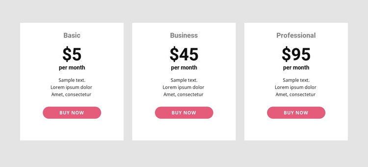 Simple pricing Table One Page Template