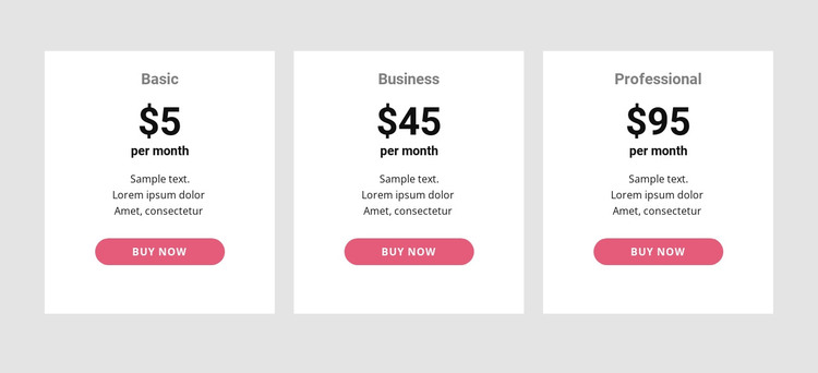 Simple pricing Table Web Design