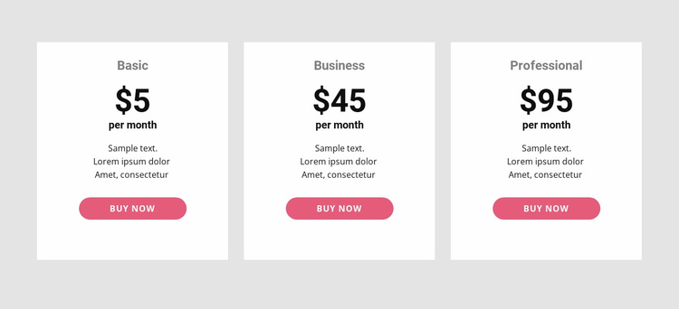 Simple pricing Table Website Template