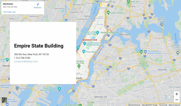 google map with address block website