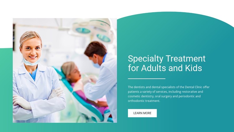 Specialty treatment for adults and kids Static Site Generator