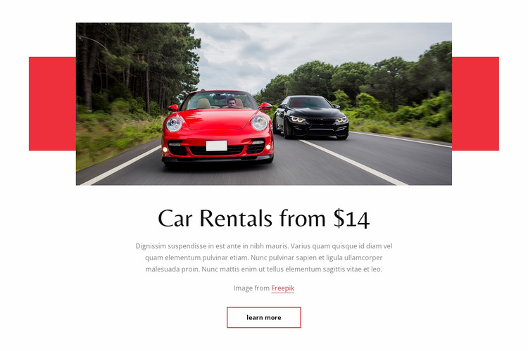 Car rentals from $14 Website Template