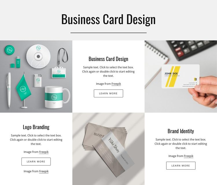 Business card design One Page Template