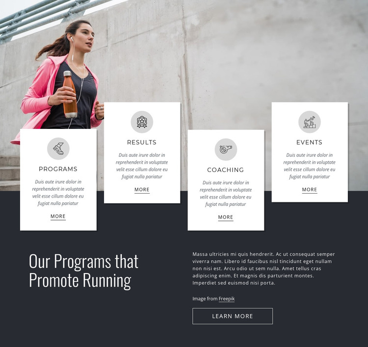 Our running programs HTML Template