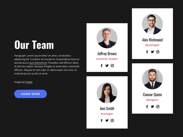 About our team block HTML Template