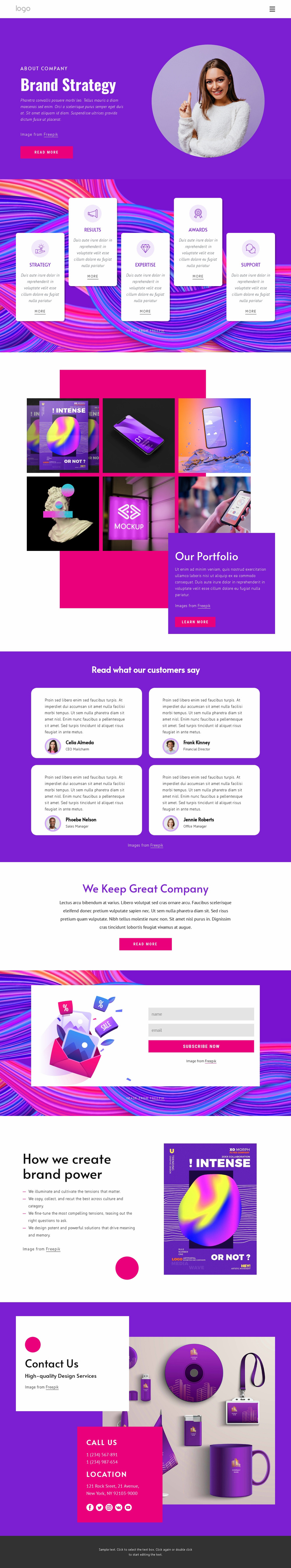 Brand strategy agency Landing Page