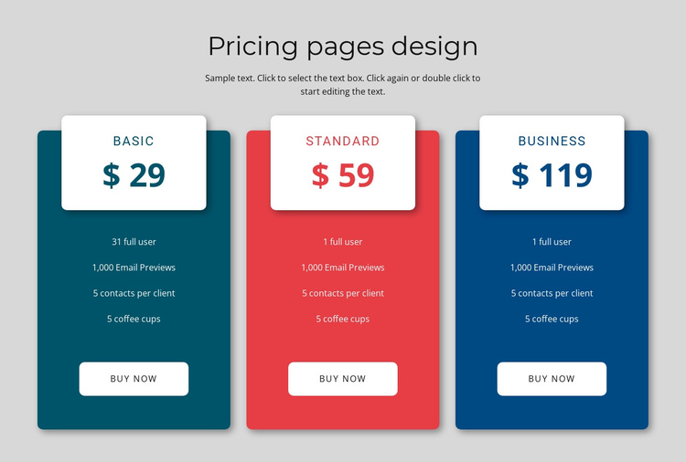 Pricing block design One Page Template