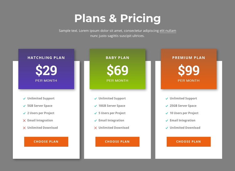 Awesome pricing plans CSS Template