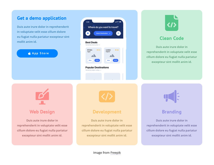 Grid with colored icons HTML5 Template