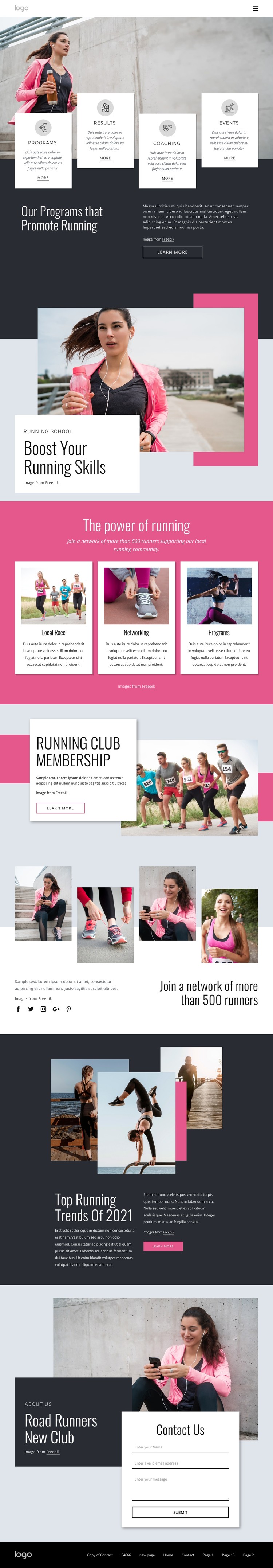 Running and walking community CSS Template