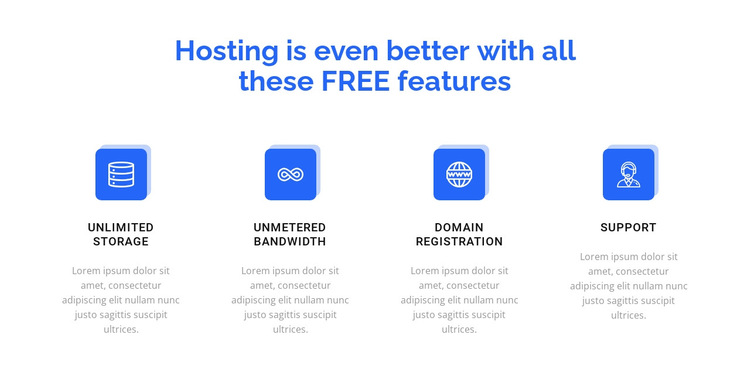 4 hosting features HTML5 Template