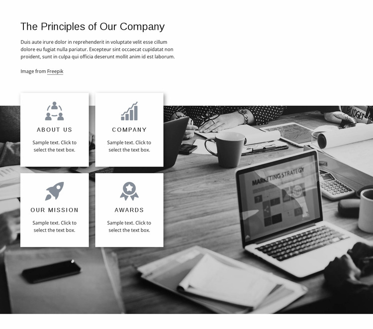 Company principles WordPress Website Builder