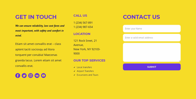 Classic contact us block Landing Page
