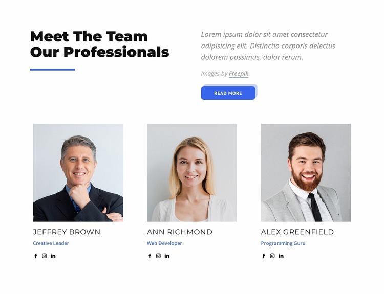 Meet the team our professionals WordPress Website Builder