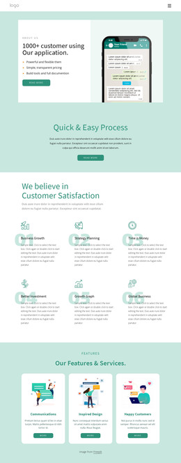 1000+ customers using our application HTML Template