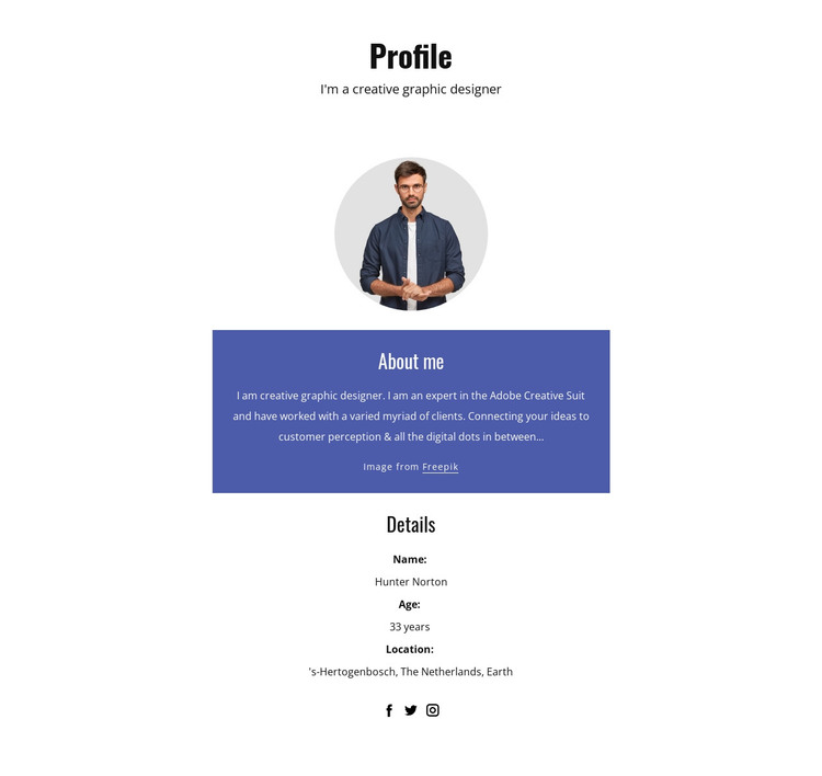 Graphic designer profile HTML Template