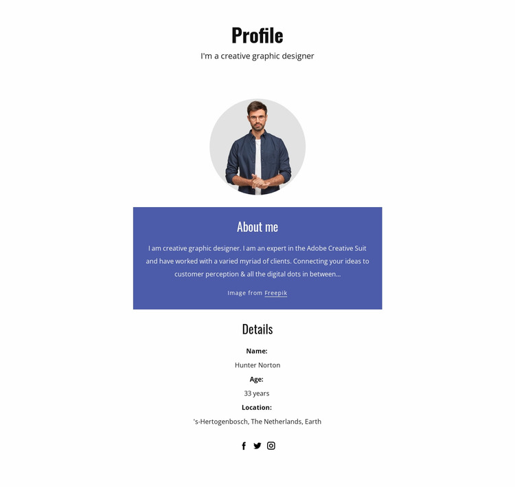 Graphic designer profile WordPress Website Builder