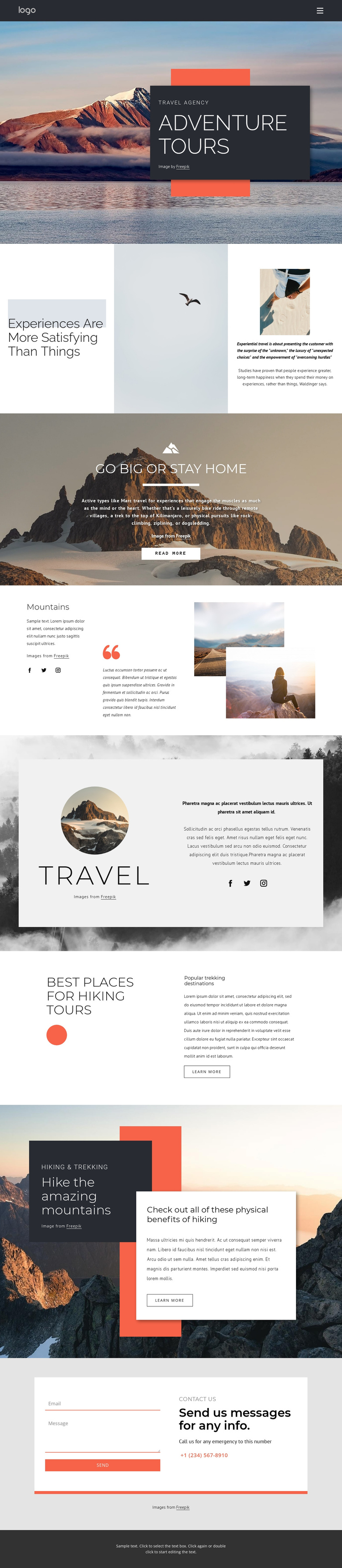 We provide hiking tours One Page Template