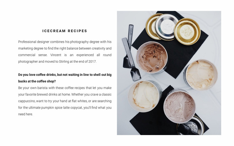 Ice cream recipes Website Builder Templates
