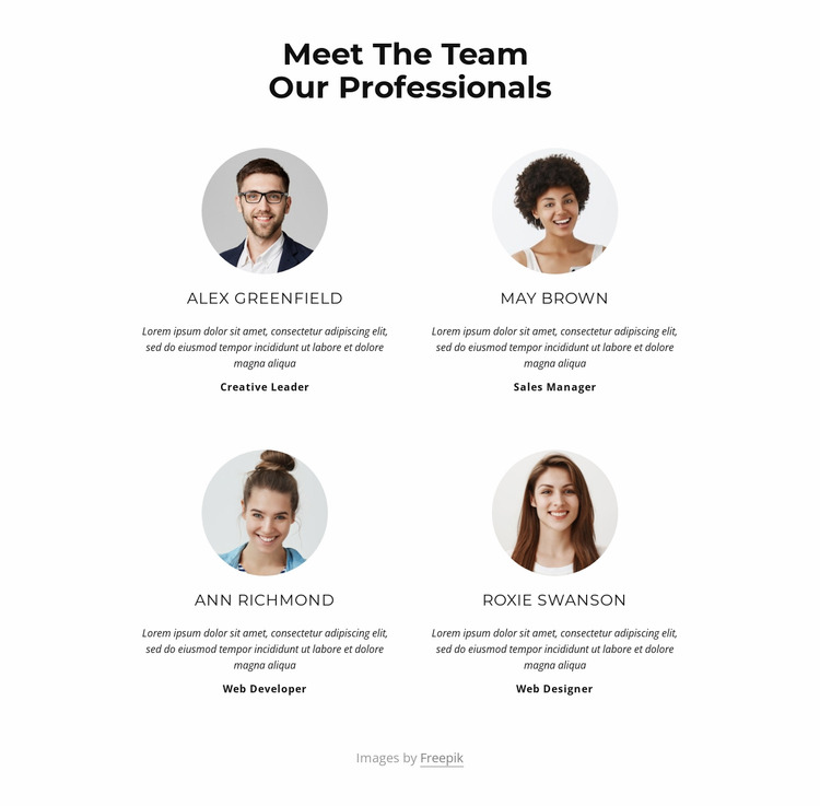 Meet the creative team WordPress Website Builder